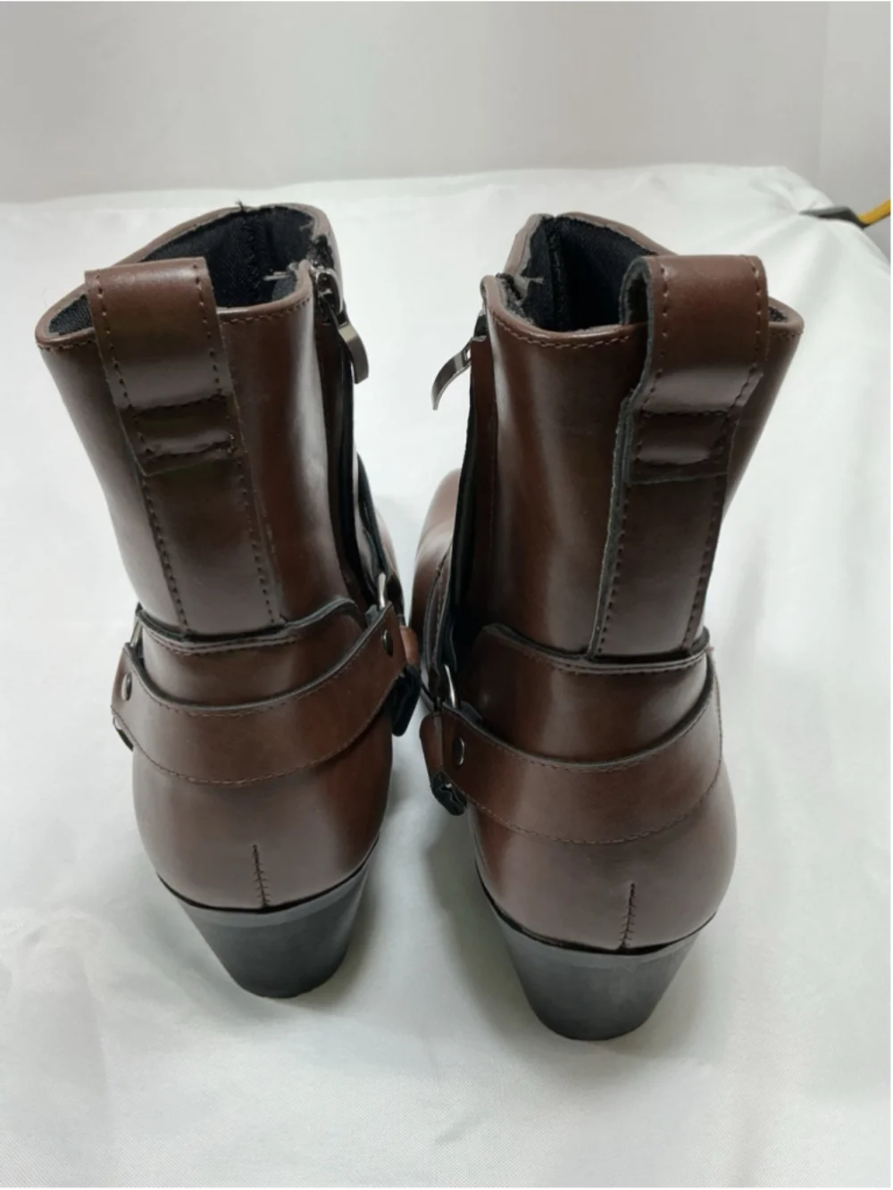 Mens New Dress Chukka Boots Eu 45 Us 12 Brown Block Heel Side Zip Buckle Accent
